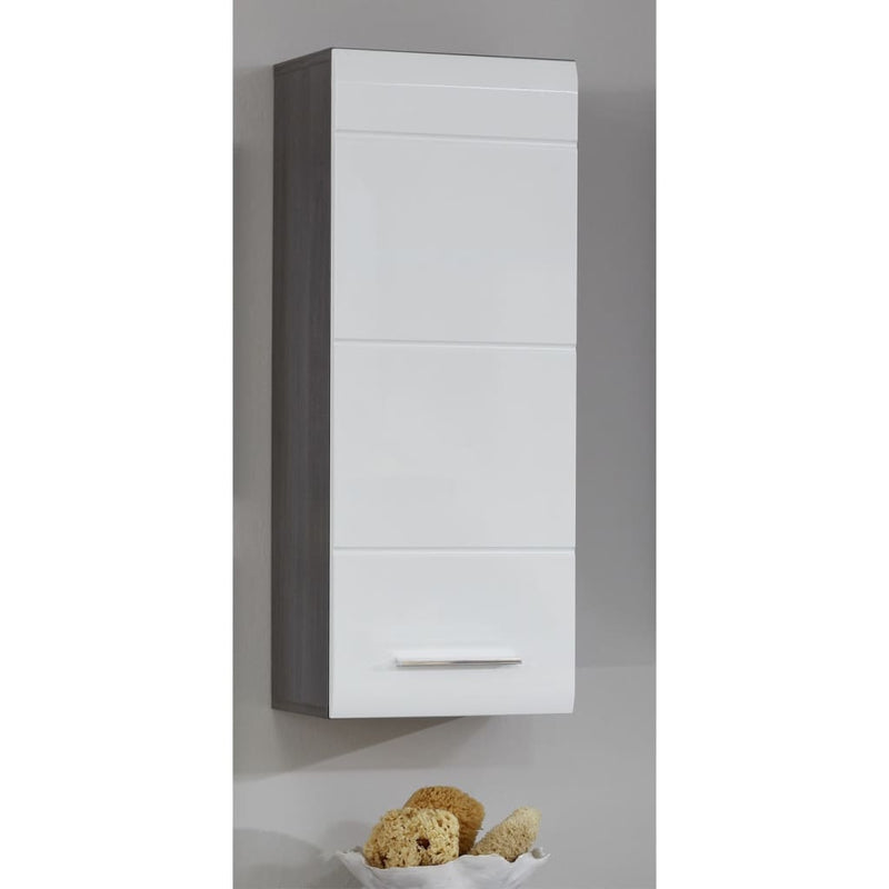 Trendteam Storage Wall Cabinet Line White and Smokey Silver