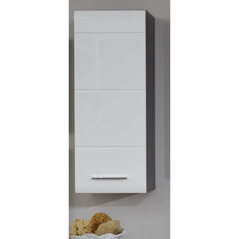 Trendteam Storage Wall Cabinet Line White and Smokey Silver