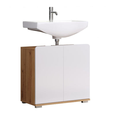 Trendteam Sink Vanity Unit Ciara White and Artisan Oak