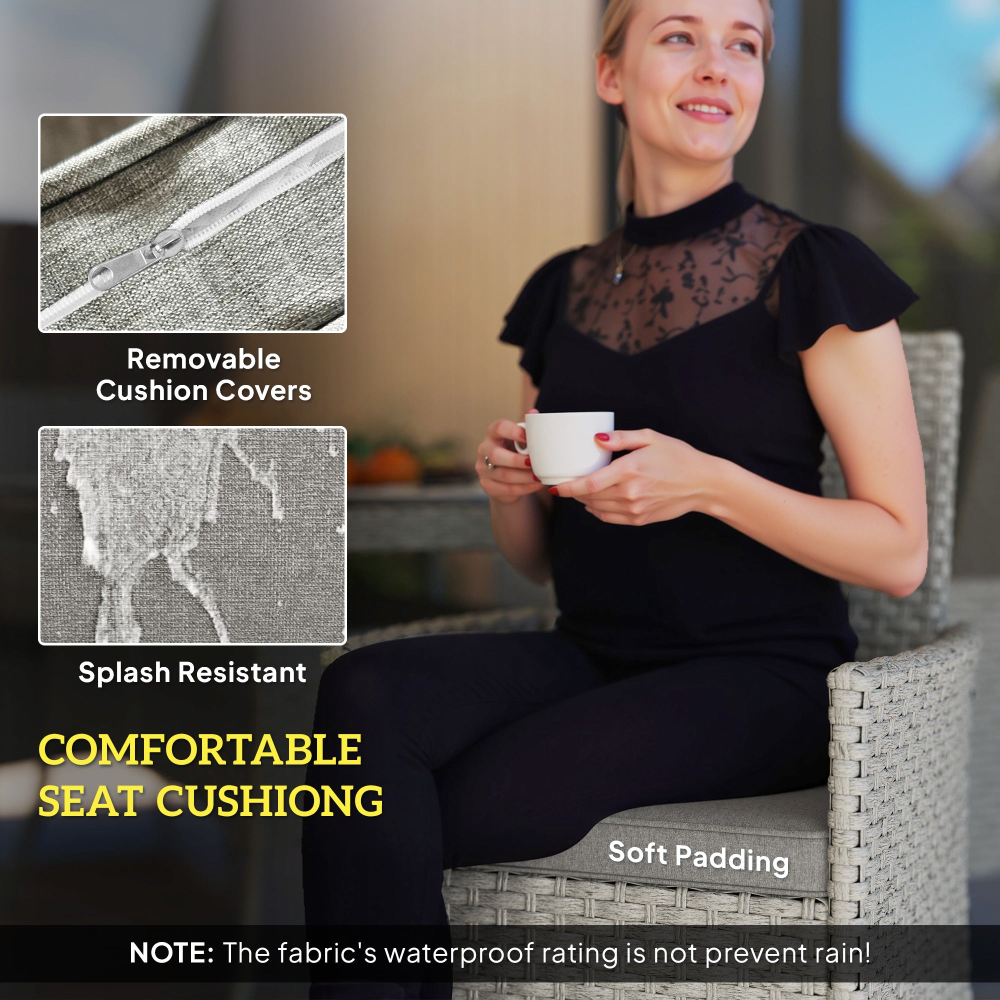 Outsunny Seven-Piece Rattan Dining Set - Grey