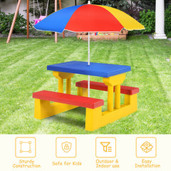 Kids Picnic Table Set with Removable Umbrella-Color