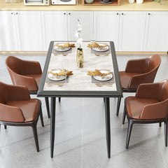44 Inch Sintered Stone Dining Table with Metal Frame for Dining Room-Grey