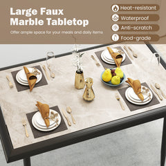 44 Inch Sintered Stone Dining Table with Metal Frame for Dining Room-Grey