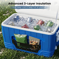 45 L Insulated Portable Cooler Hard Shell with 4 Cup Holders and Drain Plug-Blue