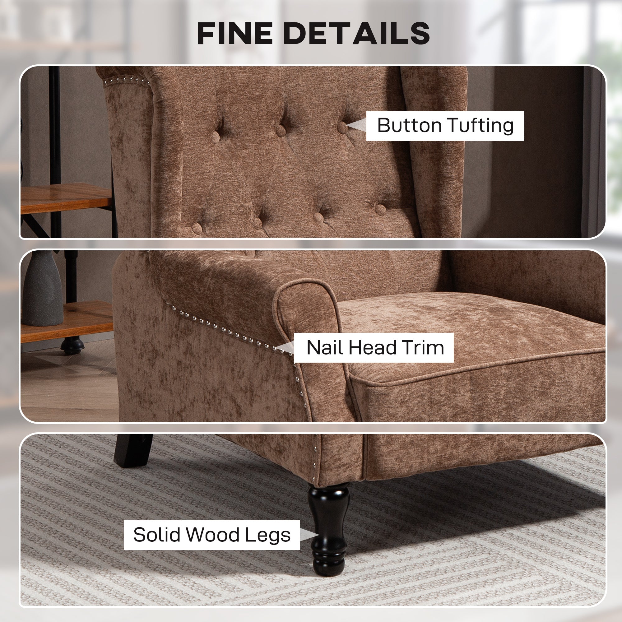 HOMCOM 150√Ç¬∞ Reclining Vintage Armchair, with footrest - Brown