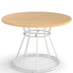 Round Dining Table for 4 with Wooden Tabletop and Metal Base-Natrual