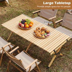 48" Folding Camping Table with Carrying Bag for 4-6 People Portable-Natural