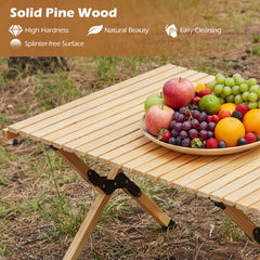 48" Folding Camping Table with Carrying Bag for 4-6 People Portable-Natural
