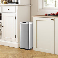 48L Automatic Trash Can with Lid-Silver