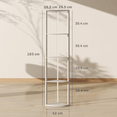 HOMCOM RGB LED Floor Lamp with Shelves, 4-Tier Dimmable Standing Lamp with Remote Control, Oak