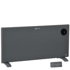 HOMCOM 2000W Electric Convector Heater, Freestanding or Wall Mounted, Space Heater with Adjustable Thermostat, Timer, Grey