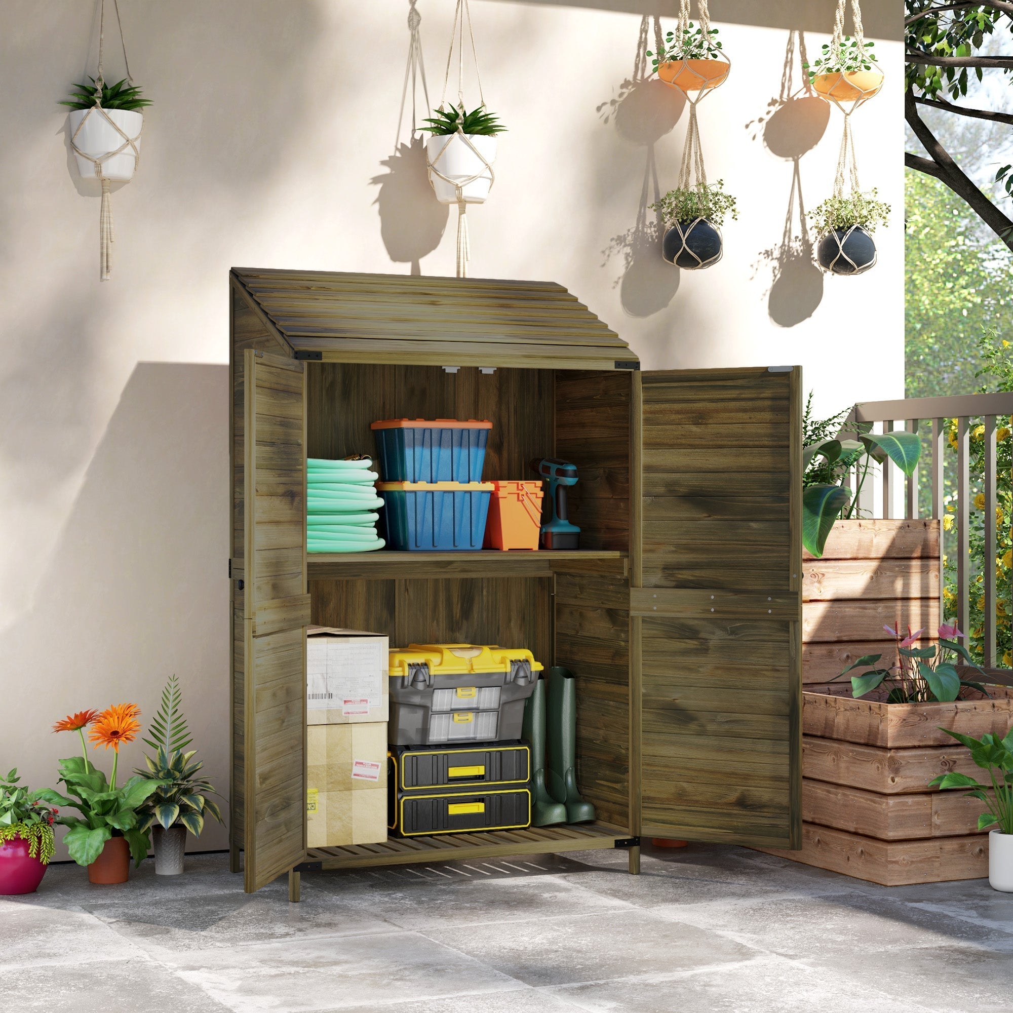 Outsunny 103.5 x 59 cm Wooden Garden Shed - Brown