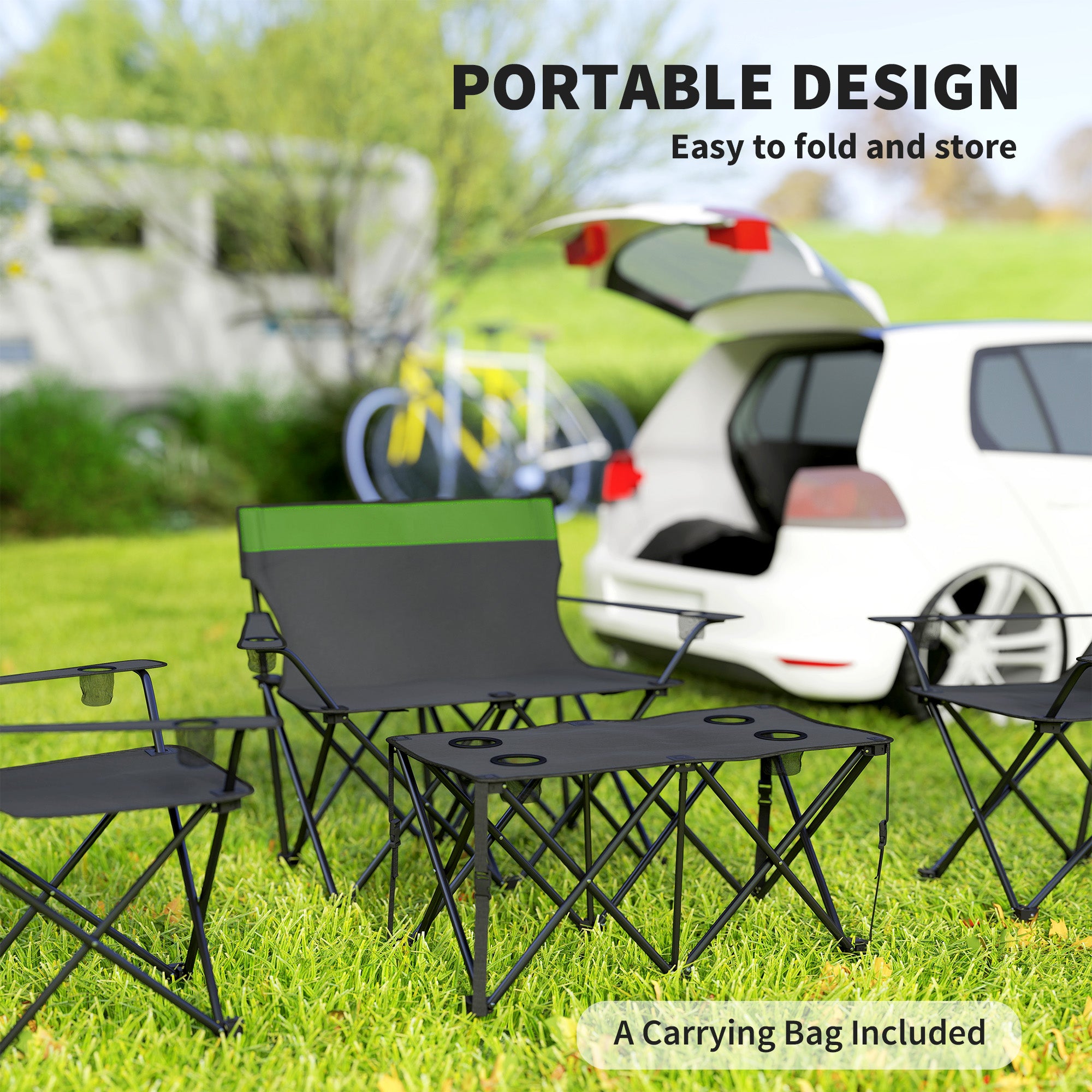 Outsunny Four-Piece Portable Picnic Table Set - Green