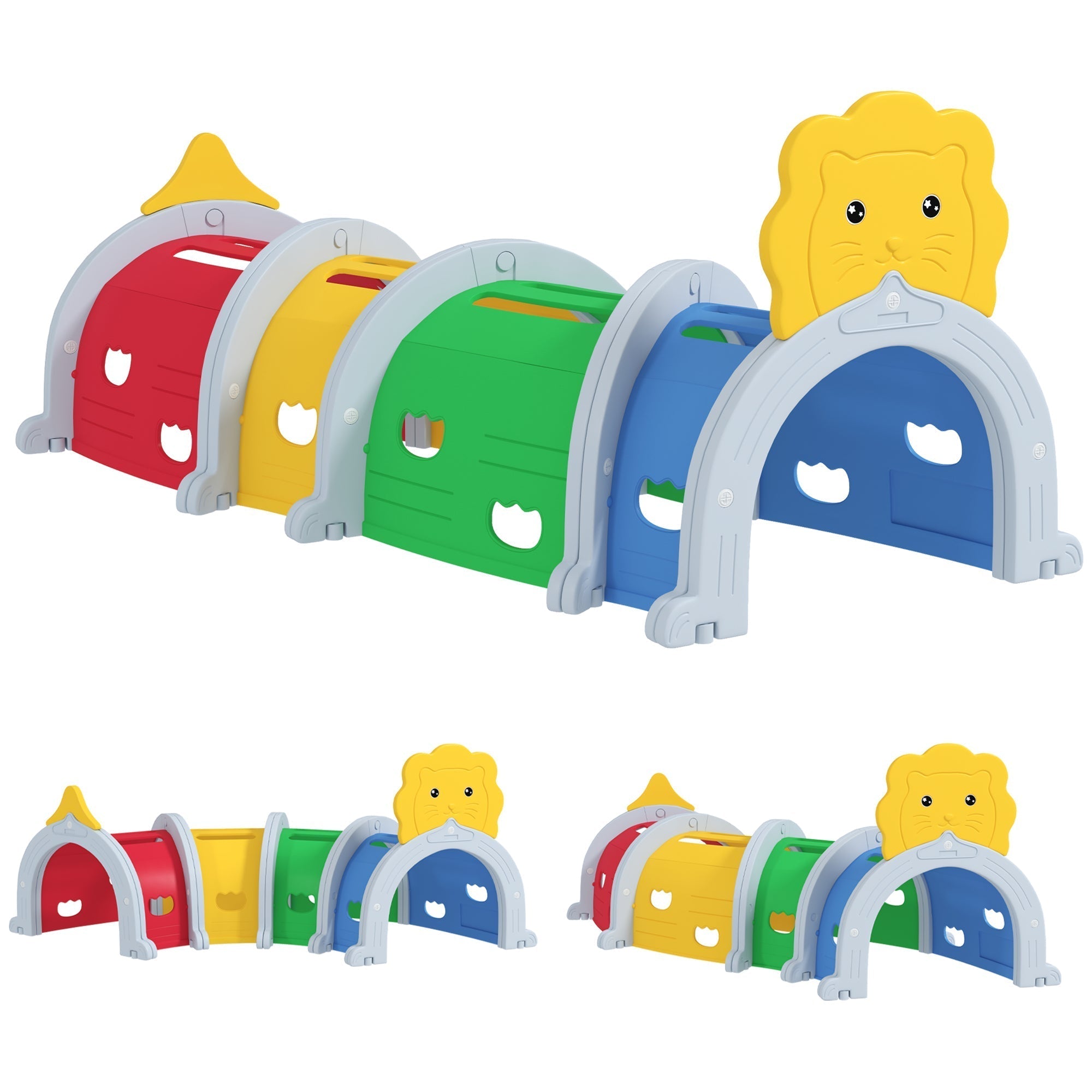 AIYAPLAY Kids Play Tunnel with Lion Design for 3-6 Years, Crawling, Climbing, Indoors & Outdoors
