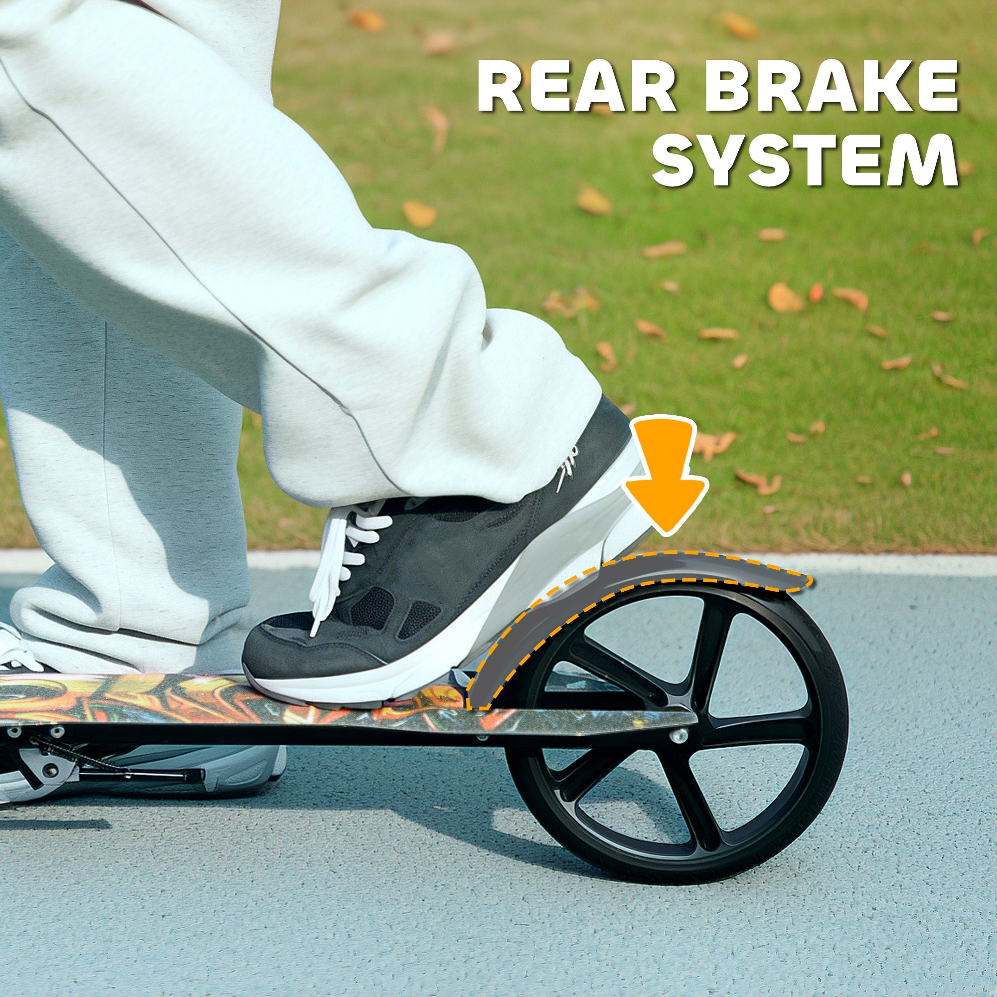 AIYAPLAY Foldable Kids Scooter with Adjustable Handlebar, 200mm Big Wheel, Rear Fender Brake, for Ages 6-12 Years, Black