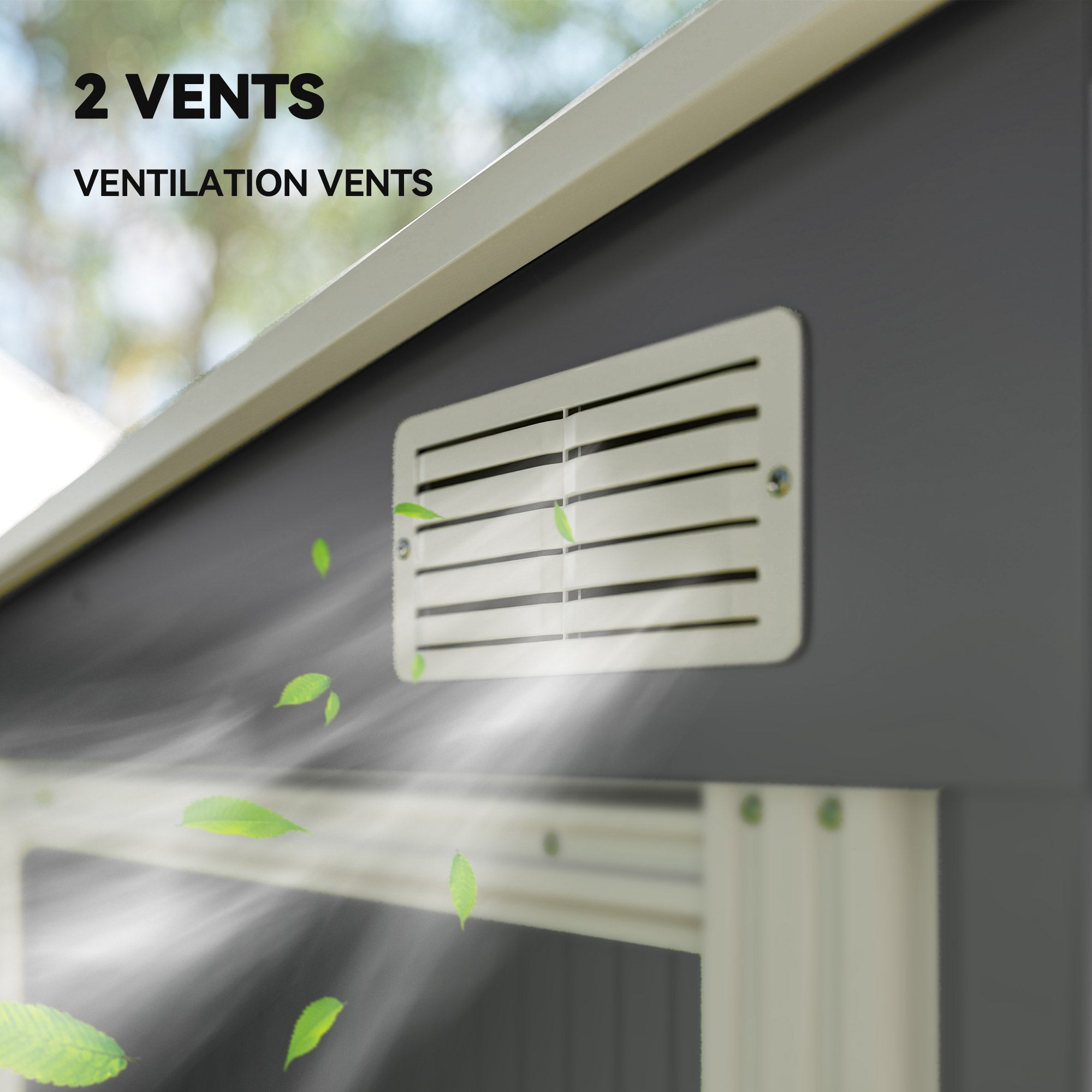 Outsunny 7 x 5ft Galvanised Metal Shed, with Sliding Door - Dark Grey