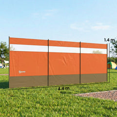 Outsunny Camping Windbreaker with Clear Windows and Steel Poles, for Beach Caravan Campervan, 440 x 140cm, Orange