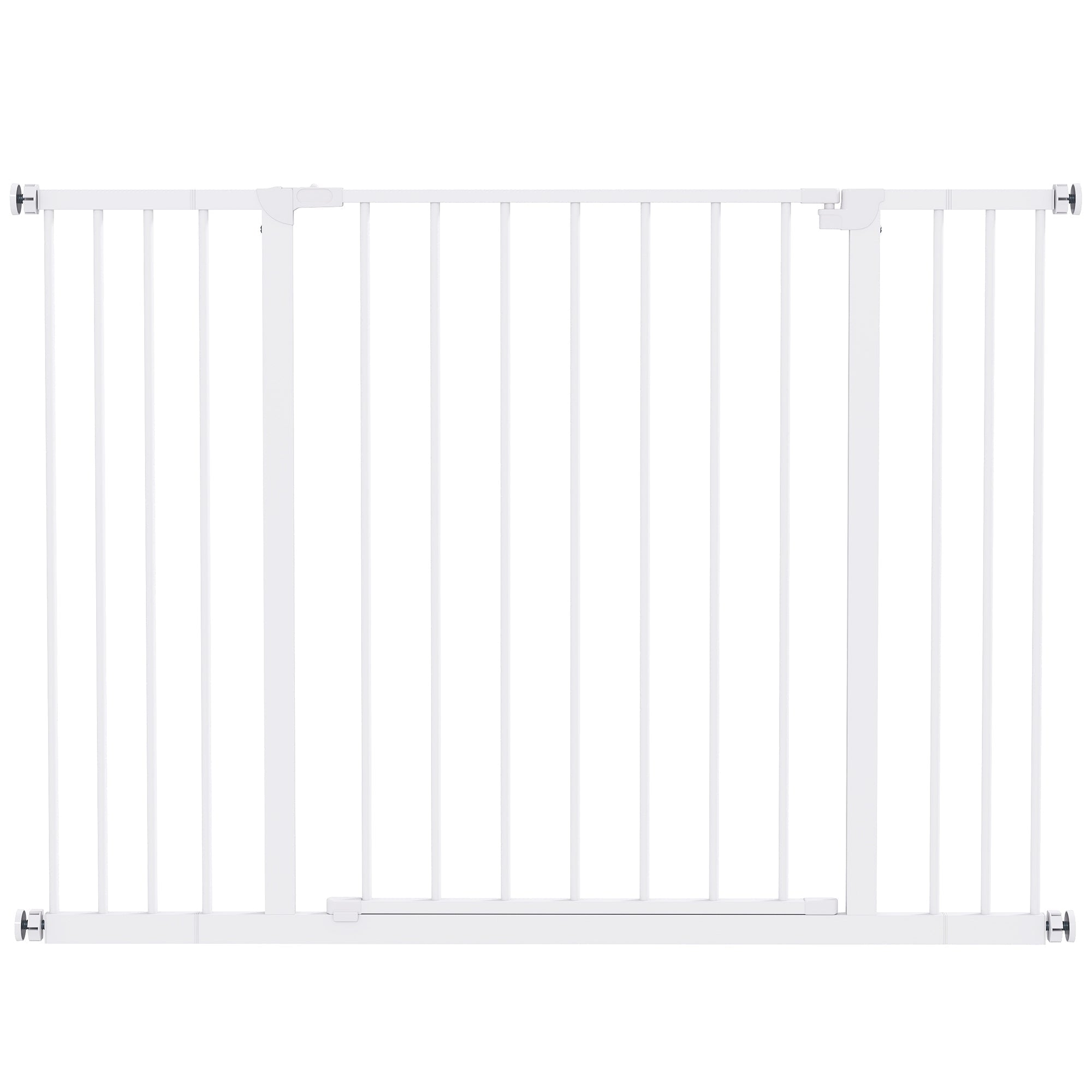 PawHut Dog Gate Pet Safety Gate Stair Barrier Pressure Fit Adjustable 76-82/86-97/101-107 cm, White