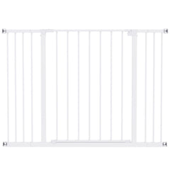 PawHut Dog Gate Pet Safety Gate Stair Barrier Pressure Fit Adjustable 76-82/86-97/101-107 cm, White