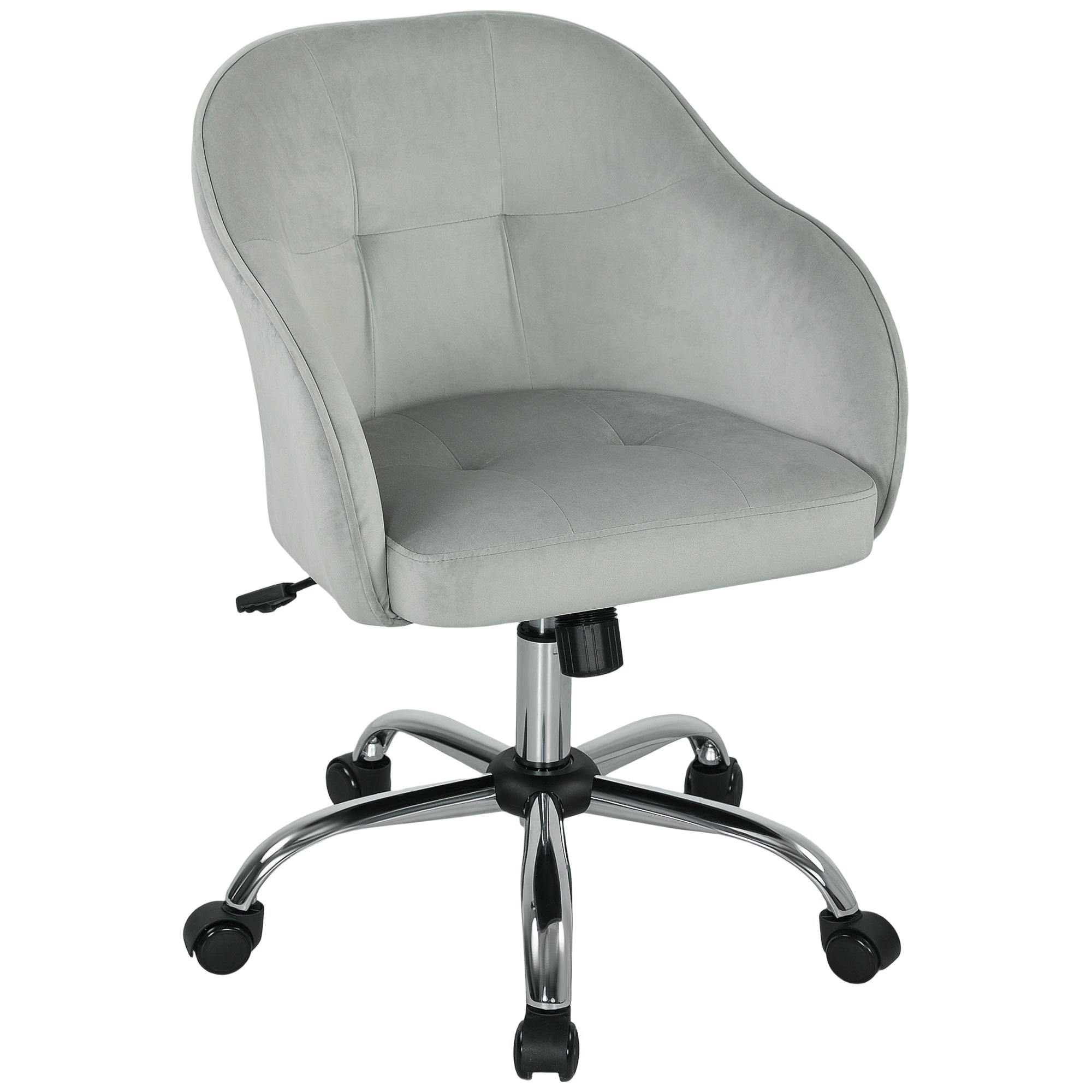 HOMCOM 46-56 cm Velvet-feel Office Chair - Grey