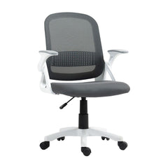 HOMCOM Breathable Mesh Office Chair, Ergonomic Swivel Computer Chair with Flip-up Armrests, Lumbar Back Support for