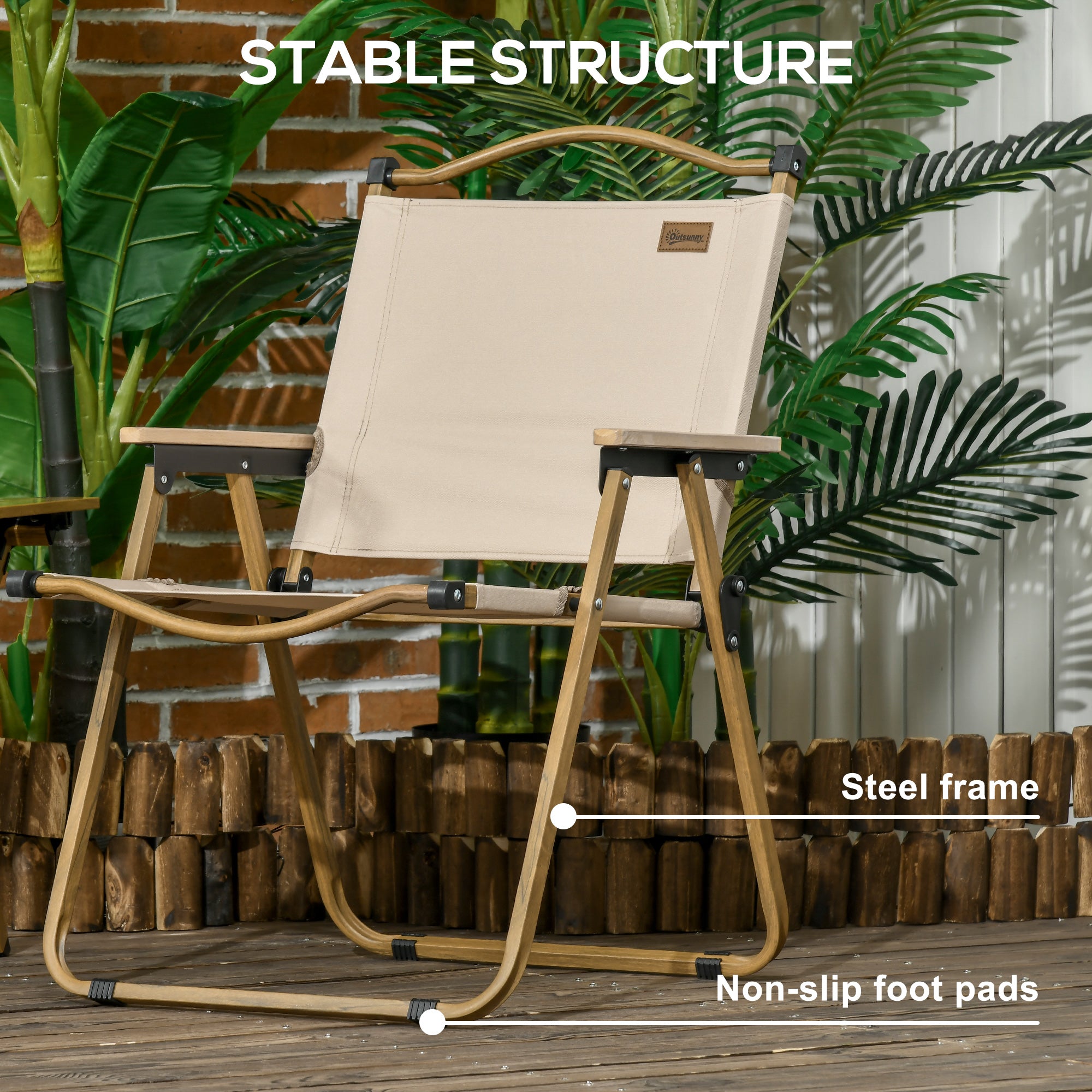 Outsunny Camping Chair for Adults, Lightweight Folding Chair, Portable Chair for Camping, Fishing, Beach and Outdoor Travel, Khaki