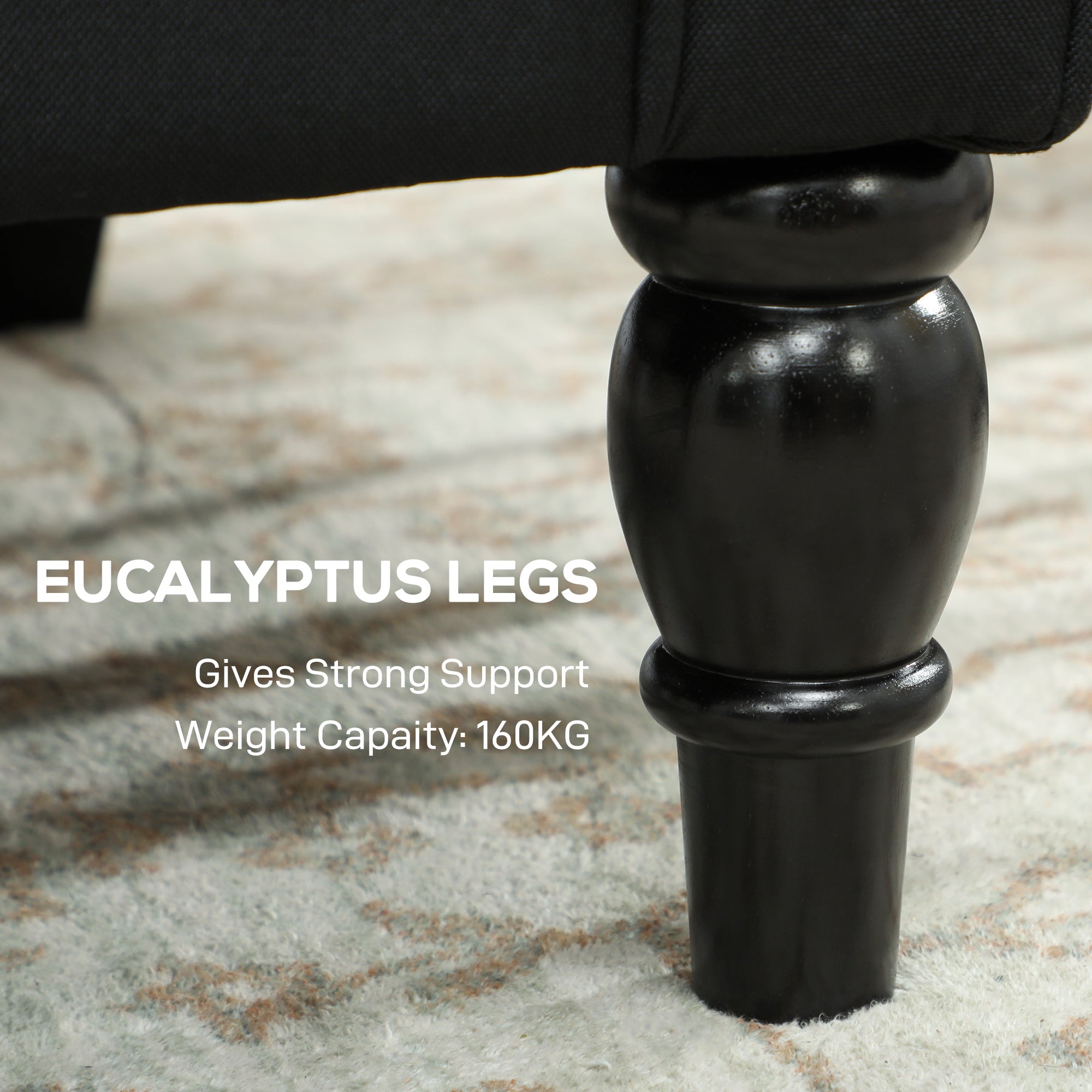 HOMCOM Retro Accent Chair, Linen Wingback Armchair with Wood Frame Button Tufted Design for Living Room Bedroom, Black