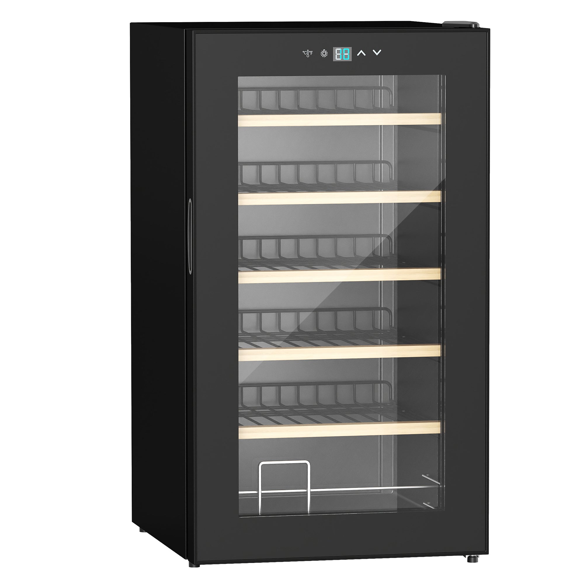 HOMCOM 24 Bottle Wine Fridge, 65 Litre Capacity, 43cm Freestanding Wine Cooler Fridge with Glass Door, LED Light, Digital Touch Screen, Temperature Control, Black