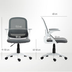 HOMCOM Breathable Mesh Office Chair, Ergonomic Swivel Computer Chair with Flip-up Armrests, Lumbar Back Support for
