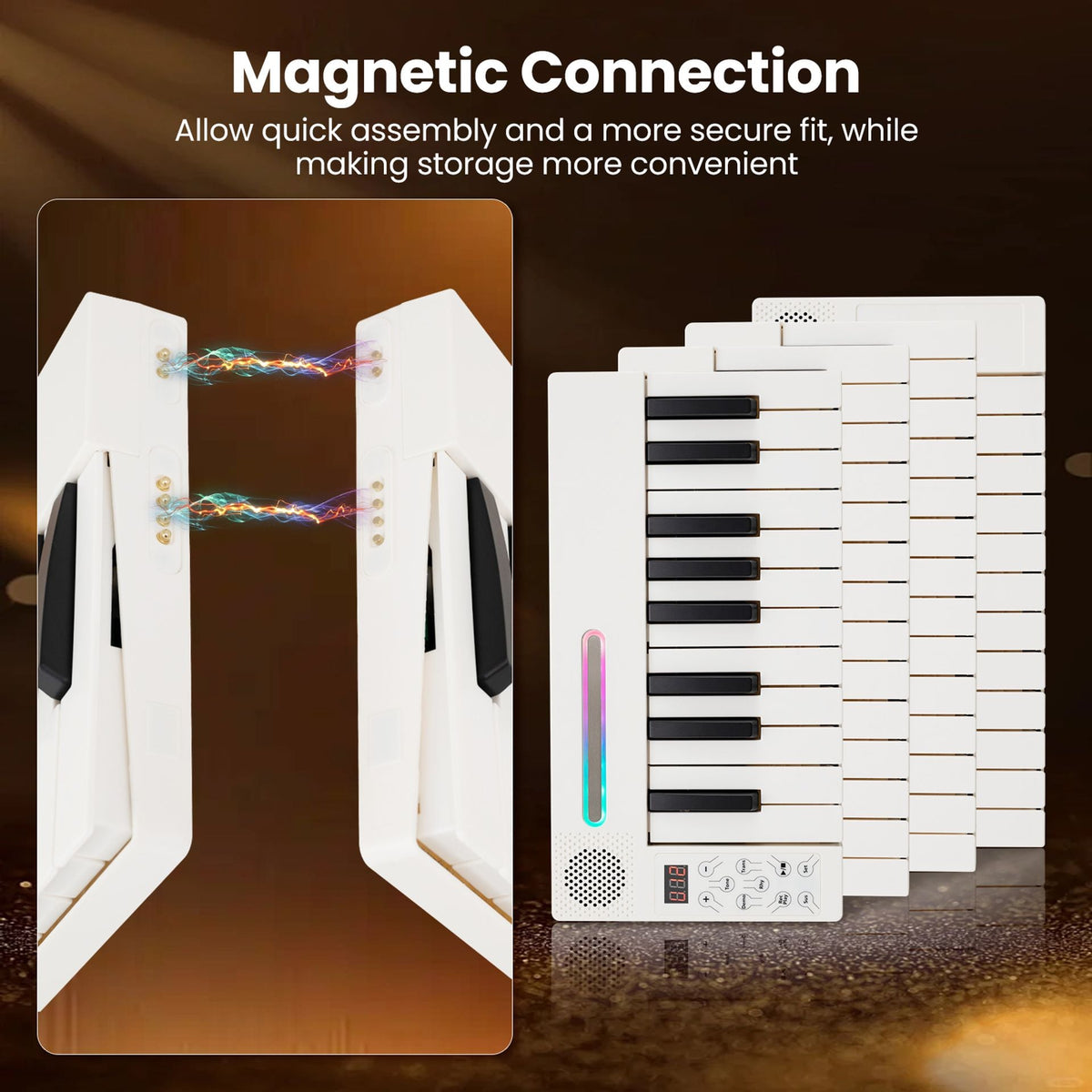 4PCS Portable Folding Full Size Electric Piano in White, image 4