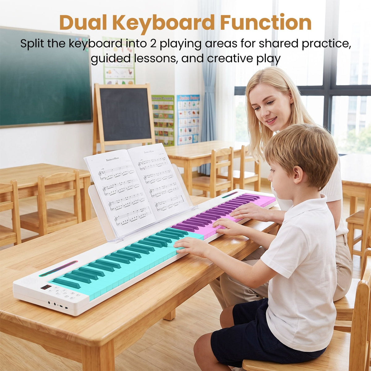 4PCS Portable Folding Full Size Electric Piano in White, image 6