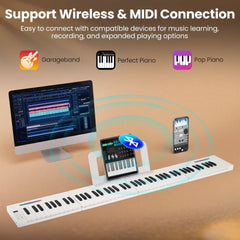 4PCS Portable Folding Full Size Electric Piano in White, image 7