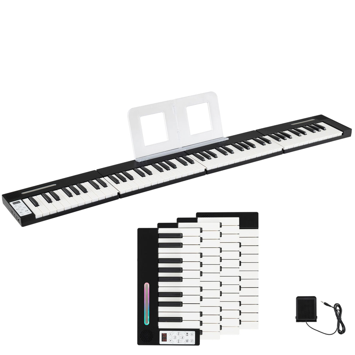 4PCS Portable Folding Full Size Electric Piano in Black