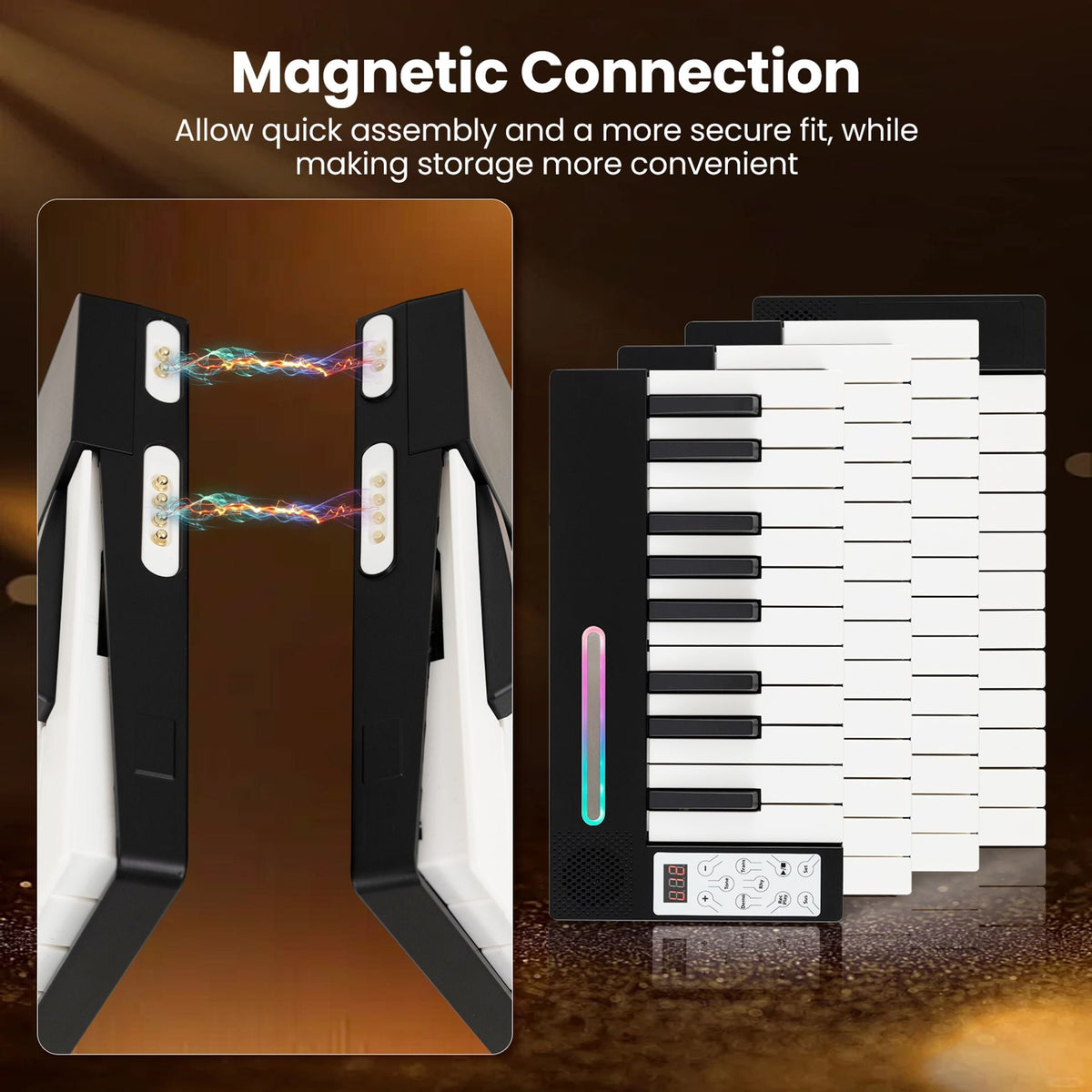 4PCS Portable Folding Full Size Electric Piano in Black, image 4