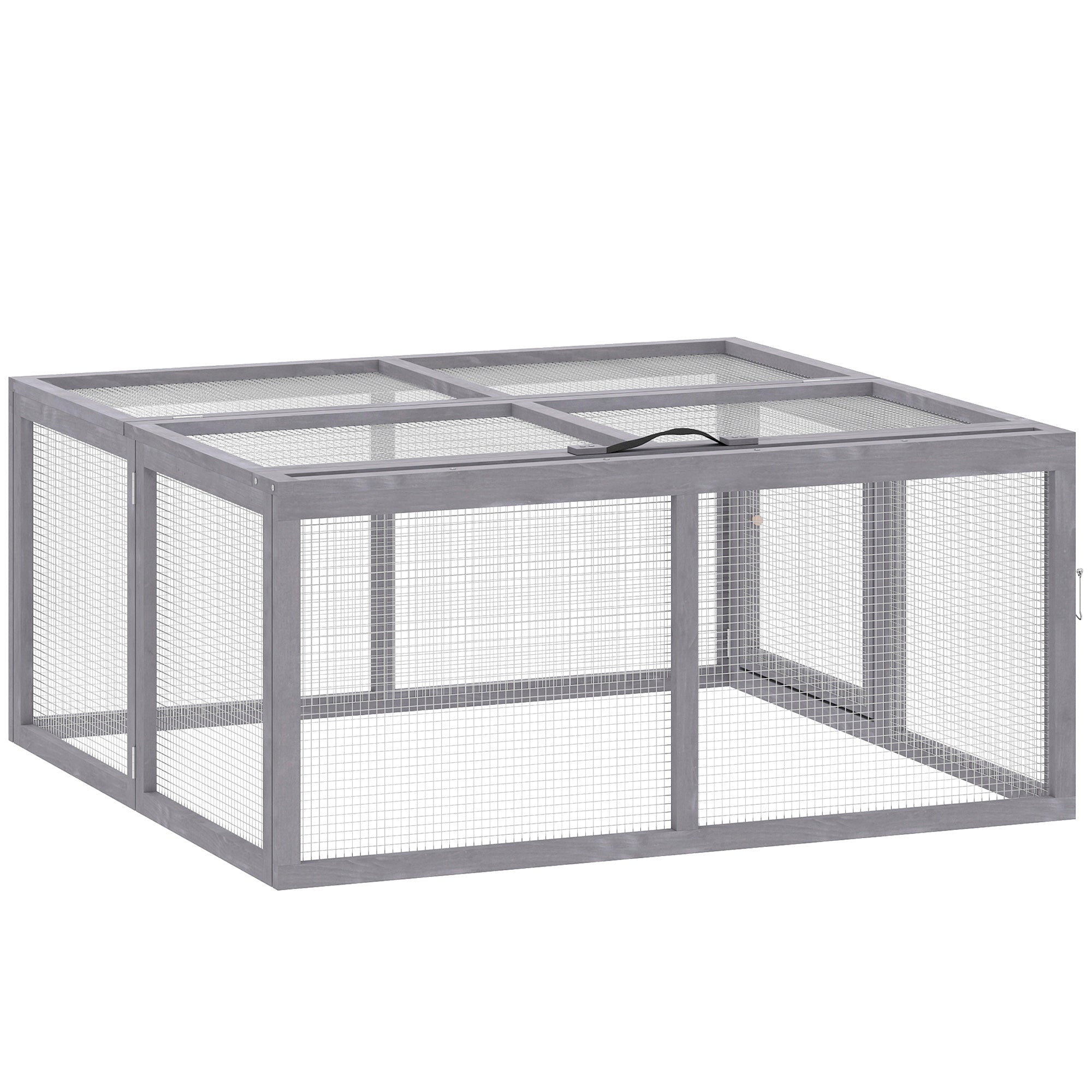 PawHut Rabbit Hutch Outdoor, Foldable Guinea Pig House with Openable Top, for 3 Bunnies, Ducks, Chickens, 110 x 105 x 50 cm