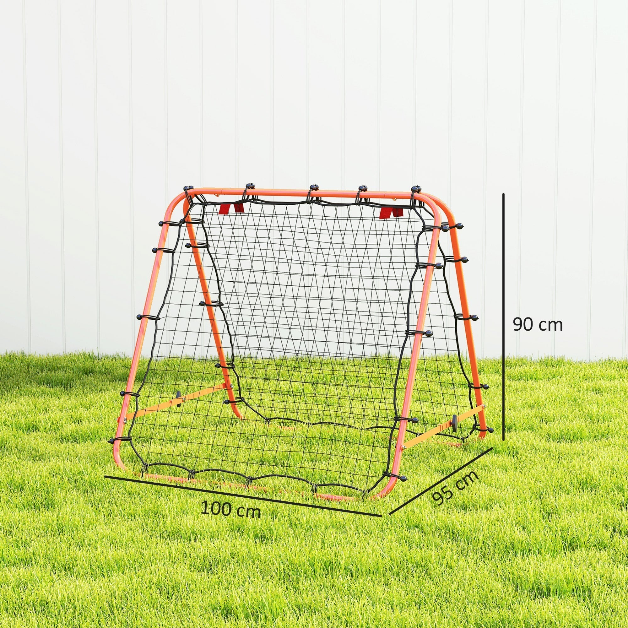 HOMCOM Double Sided Football Rebounder Net, Football Rebound Goal with Five Adjustable Angles, Orange