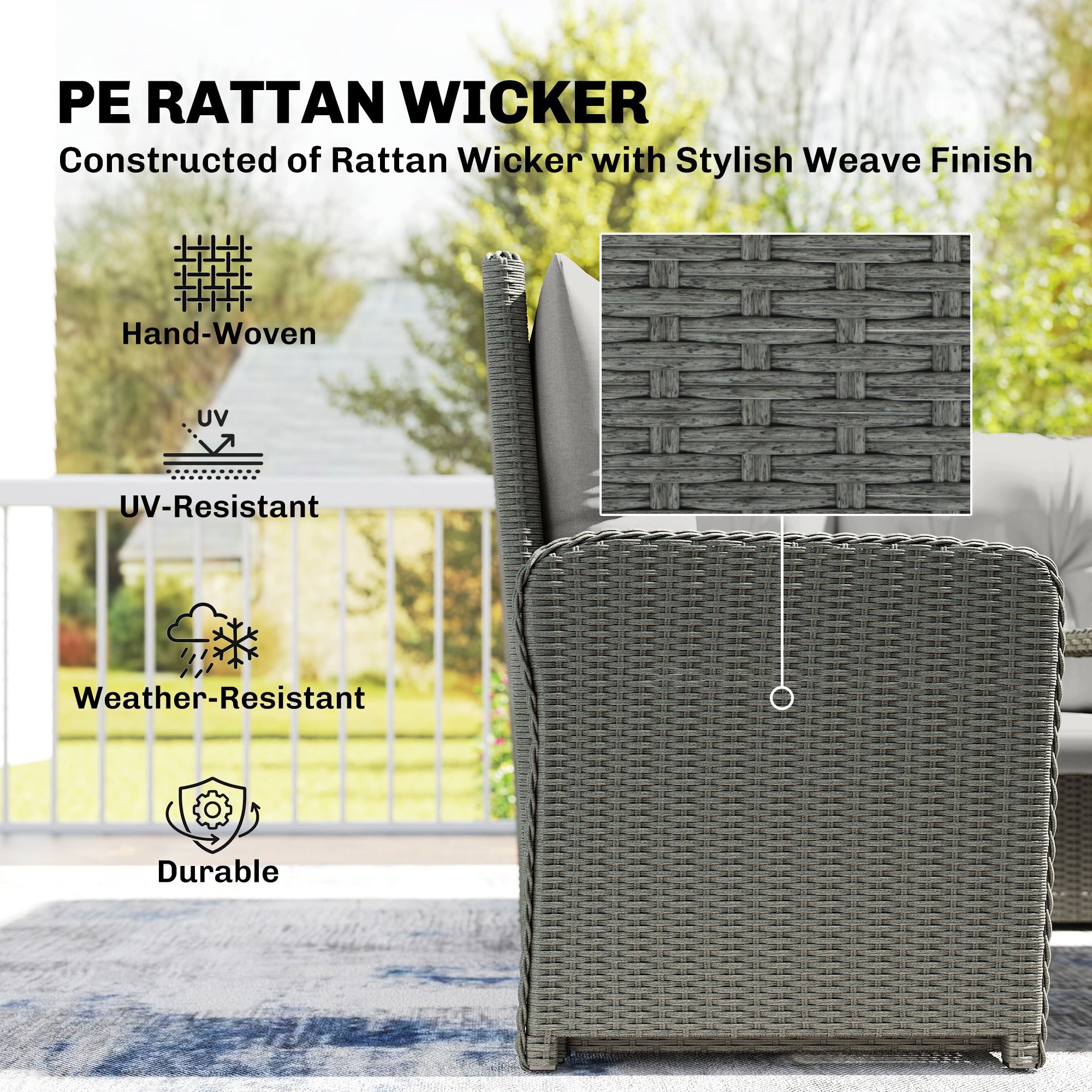 Outsunny 6 Pieces Outdoor PE Rattan Garden Furniture, Patio Wicker Sectional Conversation Corner Sofa