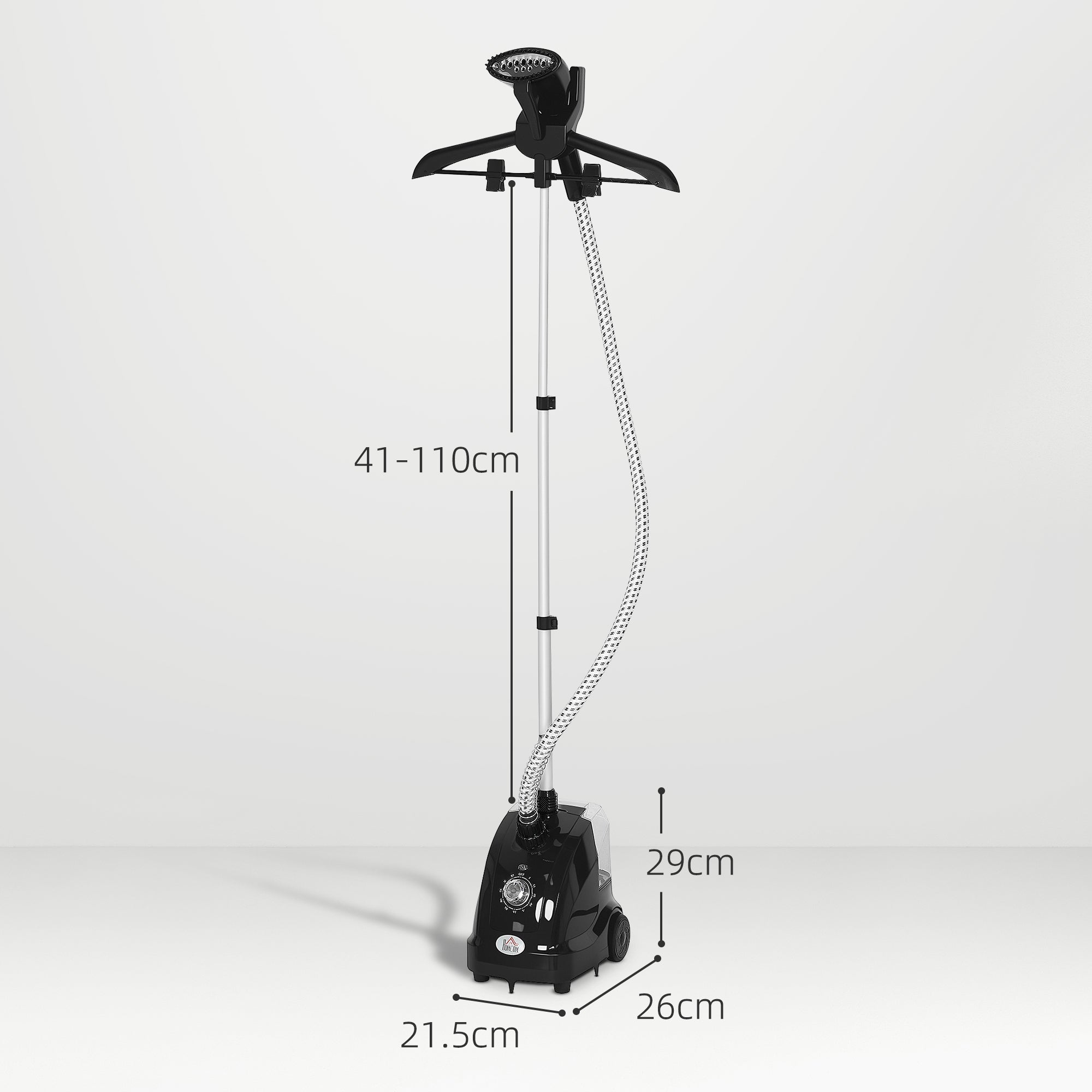 HOMCOM Clothes Steamer with Adjustable Pole Clothes Steamer 11 Steam Levels 41-110 cm Black