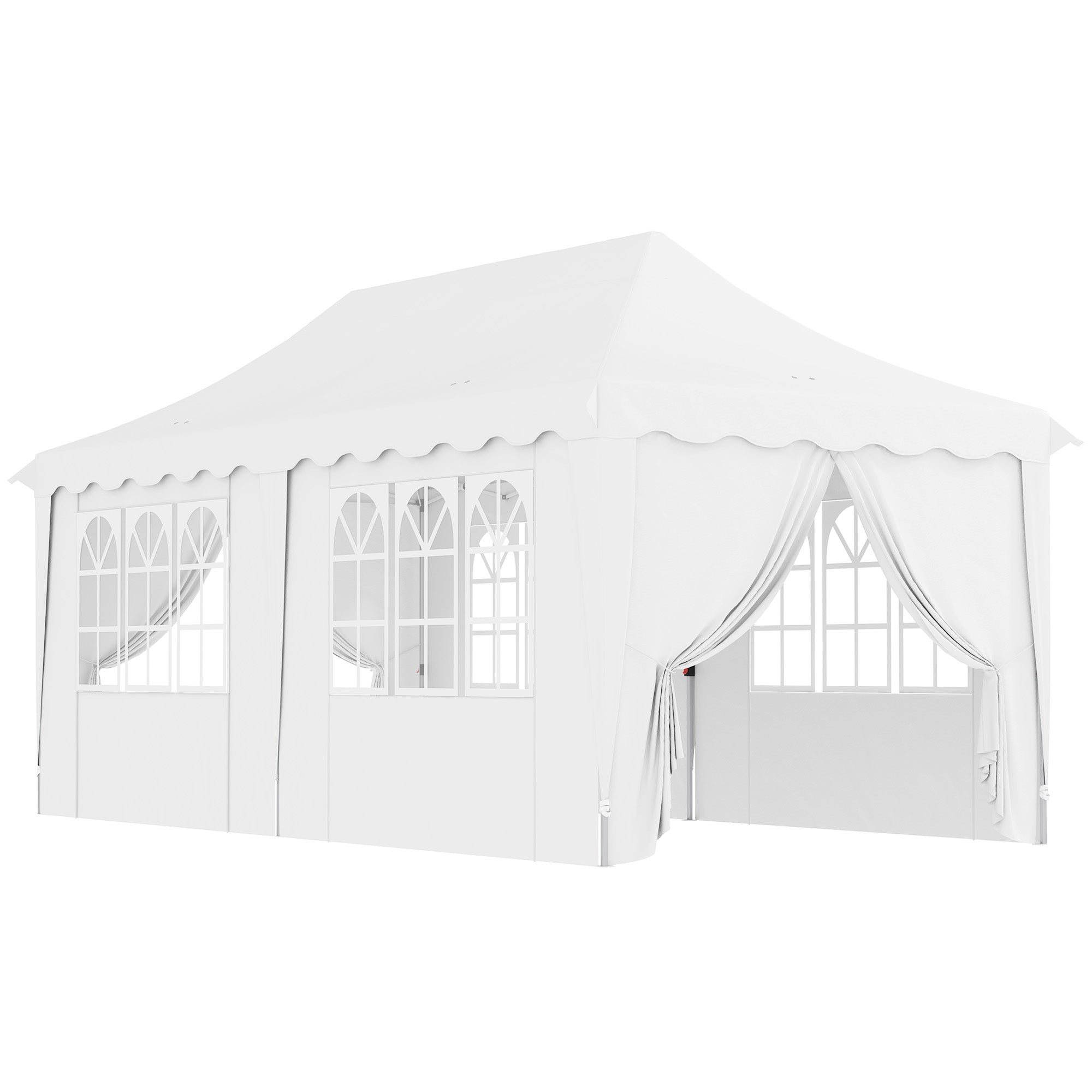 Outsunny 3 x 6m Pop Up Gazebo with Sides, UPF50+ Height Adjustable Marquee Party Tent, Wedding Canopy, Instant Event Shelter with Carry Bag and Sand Bags for Garden, White