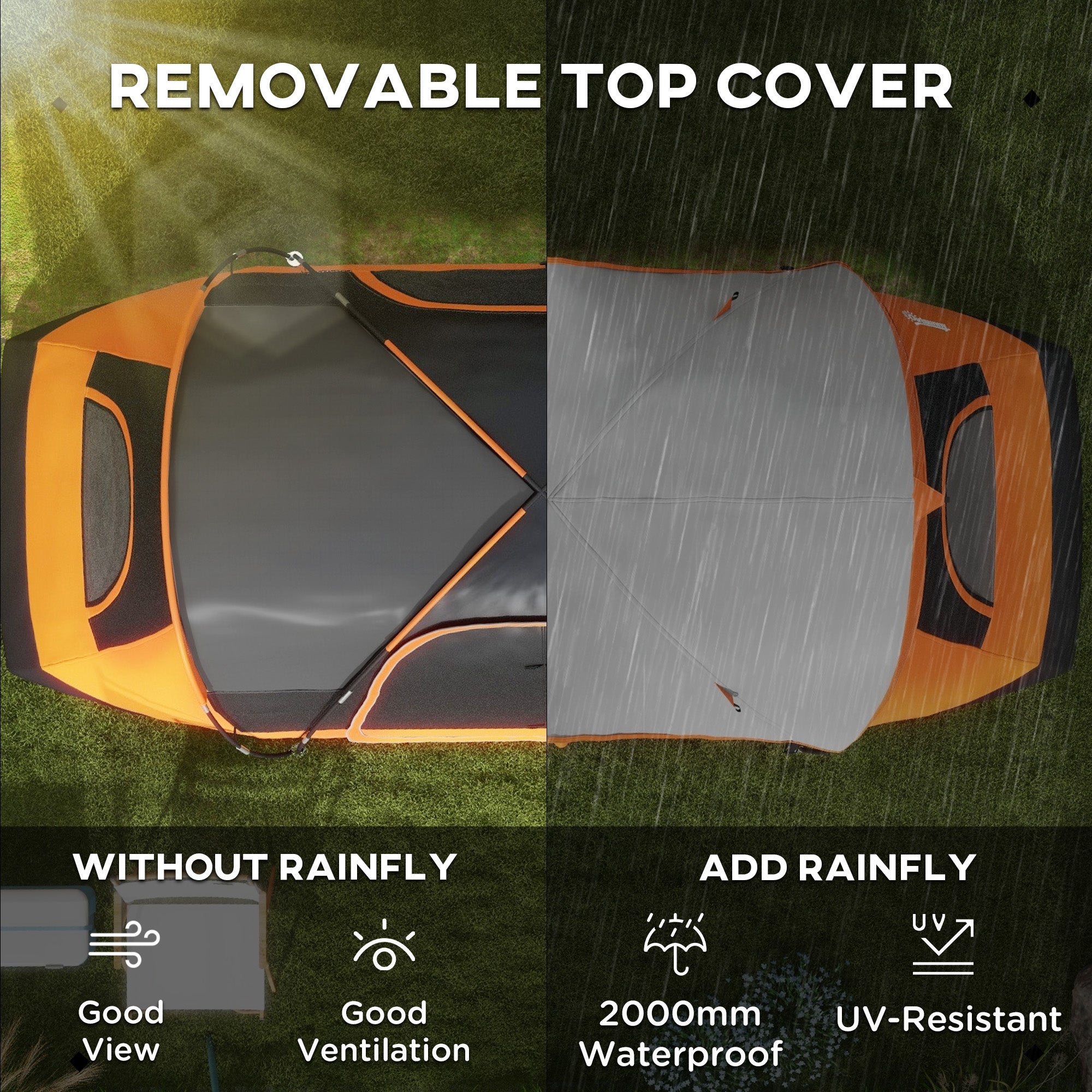 Outsunny 2 Bedroom Tent Six-man Seates Family Camping for Outdoor Adventure, Orange