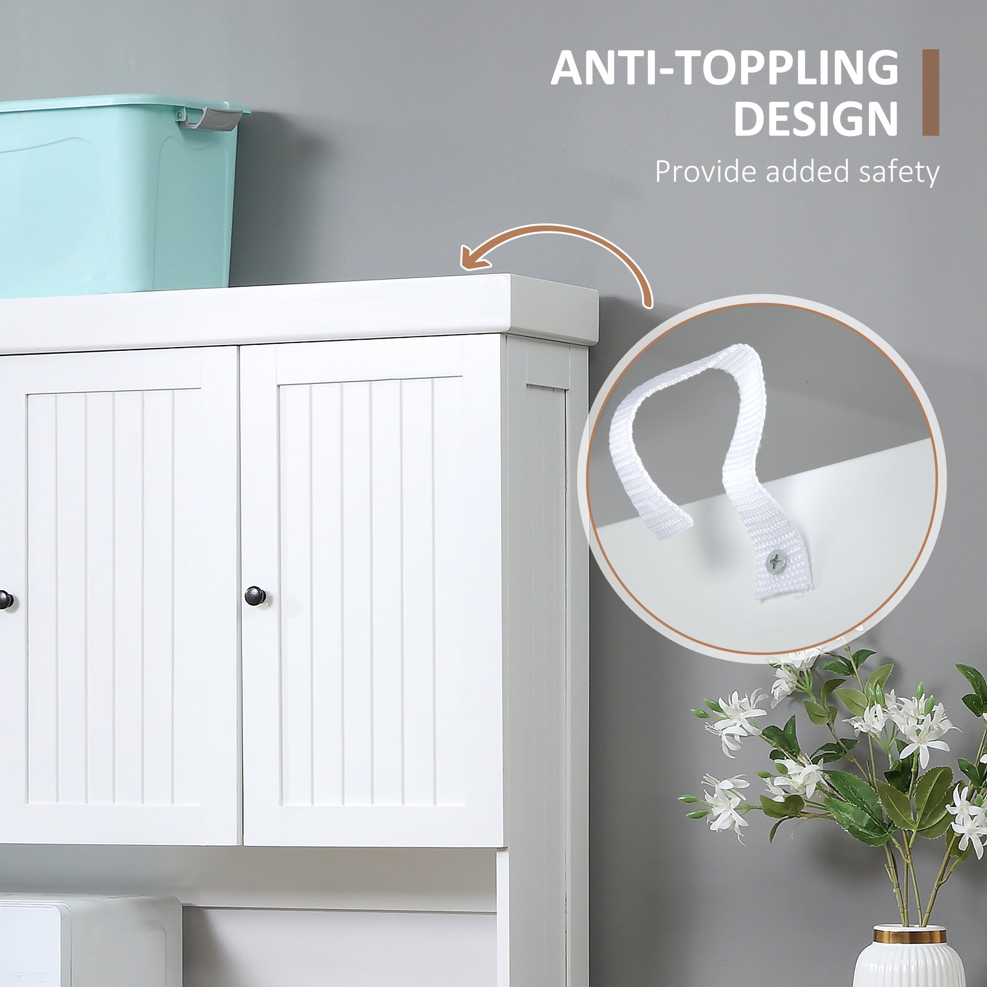 HOMCOM 180cm Freestanding Kitchen Cabinet, Modern Storage Cupboard with Open Countertop, Drawer and 6 Doors, White