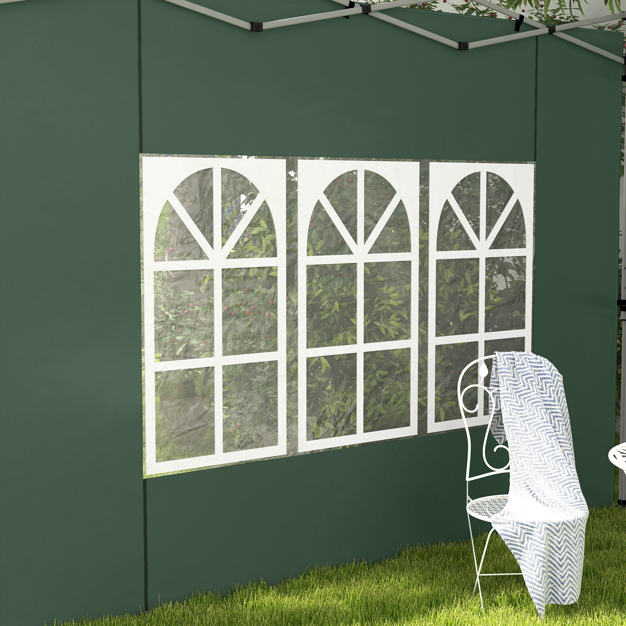Outsunny Gazebo Side Panels, Sides Replacement with Window for 3x3(m) or 3x4m Pop Up Gazebo, 2 Pack, Green