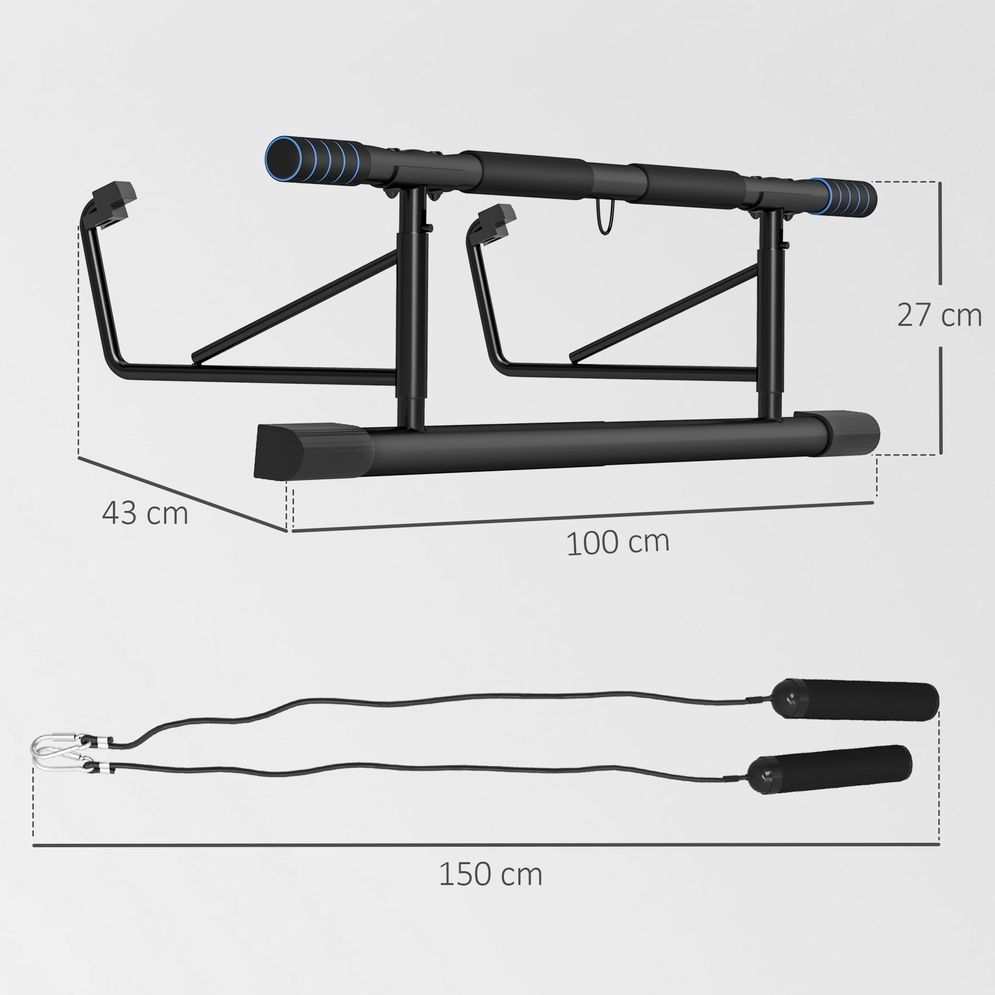 SPORTNOW Pull-Up Bar, No-Drilling Chin-Up Bar, Push-Up Stand with Resistance Bands, Padded Handles for Home Gym Exercise