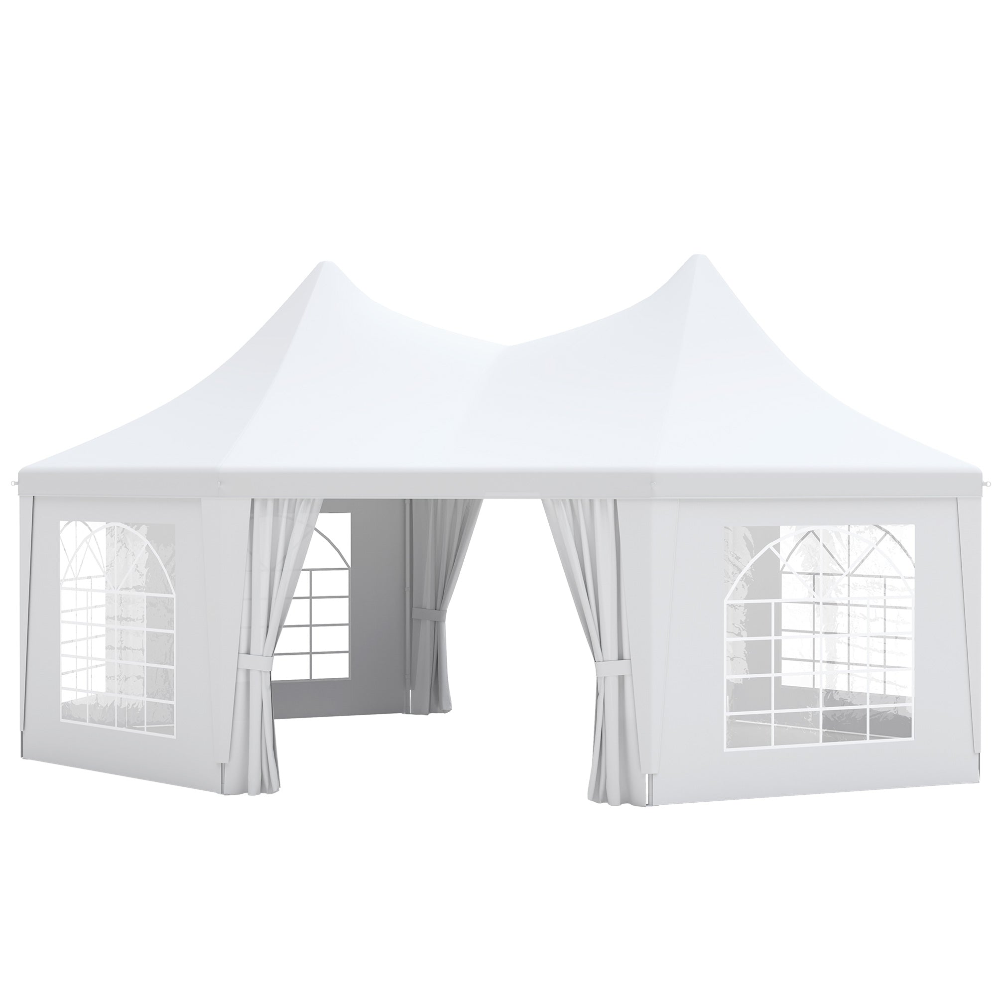 Outsunny 8 Sides Octagonal Garden Gazebo Marquee Party Tent Wedding Canopy Outdoor Heavy Duty Metal Frame (6.8m x 5m) - White