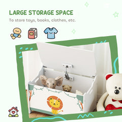 AIYAPLAY Toy Box with Lid, Safety Hinges and Groove Handles, Toy Storage organiser for Kids, Living Room, Playroom, Green