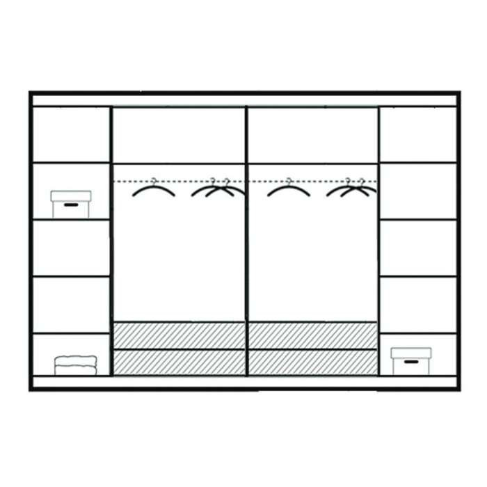 White Mirrored Folding Sliding Door Wardrobe 255cm – DUNHAM