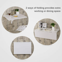 Wooden Folding Wall-Mounted Drop Leaf Table-White