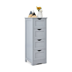 4 Drawers Bathroom Floor Cabinet with Curved Handle-Grey