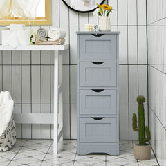 4 Drawers Bathroom Floor Cabinet with Curved Handle-Grey