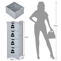 4 Drawers Bathroom Floor Cabinet with Curved Handle-Grey